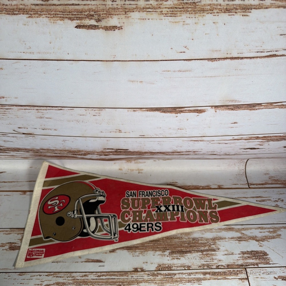 Vintage San Francisco 49ers Super Bowl XXIII 30" Felt Pennant Flag 1989